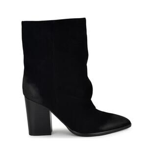 Nine West Chaye Mid Calf Boots 8 Black Suede NWOT Slouch Booties Heel Dress